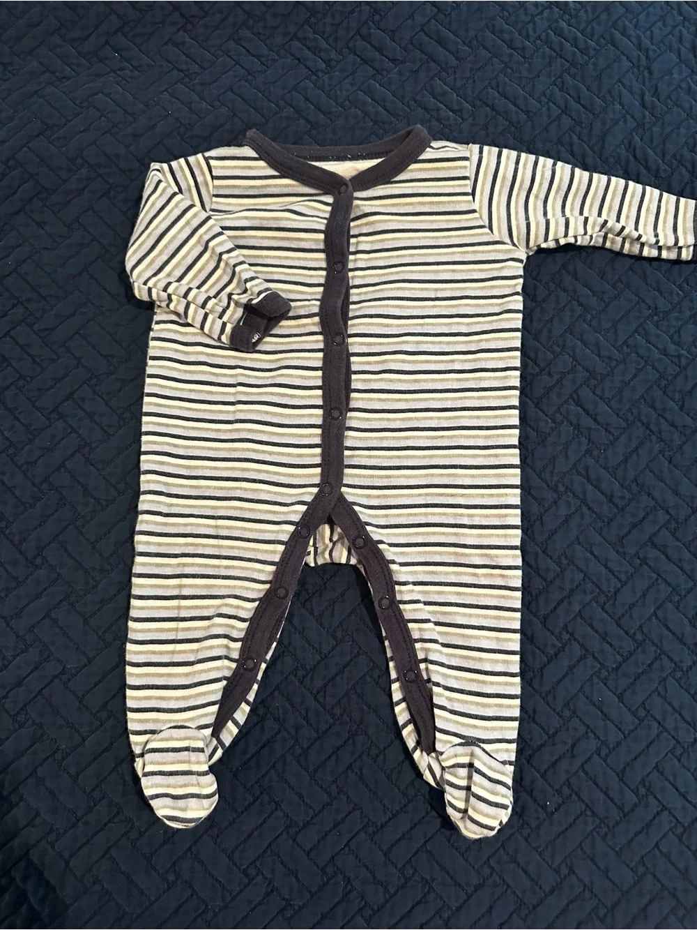 Striped Blue & Brown Footed Baby Cotton One-Piece Play and sleep size 0-3 Months